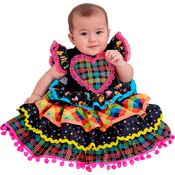 Vestido de Festa Junina Bebe Menina de Luxo Com Saia Rodada