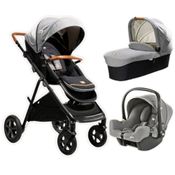 CARRINHO AERIA COM BEBE CONFORTO E MOISES COMBO TRIO CINZA CARBON - JOIE
