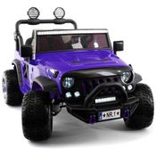 Caminhão Elétrico Infantil Moderno Kids Trail Explorer 2 Lugares 24V c/ Controle Remoto, Rodas de Espuma EVA, Banco de Couro, Bluetooth, MP3, Roxo