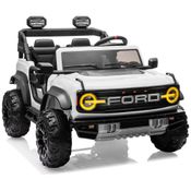 Carrinho Elétrico Licenciado Ford Bronco Raptor 24V 2 Lugares para Crianças, Controle Remoto, Luzes de LED e Música - Branco,First Ride On