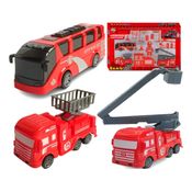 Kit Carrinho Caminhão Bombeiro Brinquedo Infantil Fricção