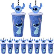 25 Copos Canudo Orelhas Stitch 500ml para Infantil Lembrancinha Sacola Surpresa