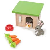 Conjunto de Acessórios de Madeira com Coelho e Porquinho-da-índia Para Casinhas de Bonecas, Móveis Para Meninas, Ideal Para Crianças a Partir de 3