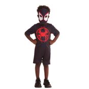 Fantasia Infantil Premium Marvel Homem Aranha Negro Miles Morales com Máscara