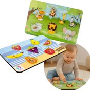 Kit 2 Brinquedo Encaixe Pinos Educativo Montessori Madeira Bebê