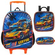 Kit Mochila de Rodinha Lancheira Estojo Xeryus Carros