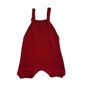 Jardineira Romper de Tricô Trançado Tricô Kids Vermelho