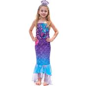 Fantasia Sereia Infantil pra Menina de Luxo com Coroa de Perolas