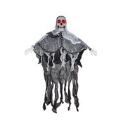 Enfeite Caveira Fantasma Decorativo Halloween 85cm com Luz Piscante e Som Ativado por Toque