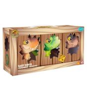 PACK JURASSIC WORLD  MINI T-REX VERDE, MARRON E PRETO - PUPEE