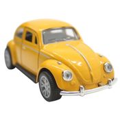 Miniatura Carrinho de Metal Antigo Fusca Amarelo Colecionável