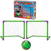 Kit 3 em 1 Futebol 2 Traves Golzinhos com Bola de Espuma Heróis Verde Huk