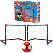 Kit 3 em 1 Futebol 2 Traves Golzinhos com Bola de Espuma Super Heróis Aranha Spider