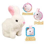 Coelho Pelúcia Branco Pula com Som - Shiny Toys