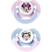 Chupeta T2 Minnie Rosa Menina Com Capuz e Bico de Silicone Ortodontico +6 Meses 2 unidades Disney