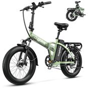 Bicicleta Elétrica Dobrável 1000W, Bateria Removível de 48V 20AH, Alcance Máximo de 80 Milhas, 30MPH, Pneus Largos de 20 Polegadas para Adultos, Ideal
