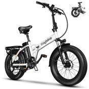 Bicicleta Elétrica Dobrável de 1000W, Bateria Removível de 48V 20AH, 30 MPH, Alcance Máximo de 80 Milhas para Adultos, Pneu Gordo de 20 Polegadas, E-B