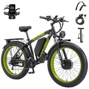 Bicicleta Elétrica KETELES Peak 4000W para Adultos, Aro 26 Ebike com Pneus Largos, Duplo Motor AWD 35MPH, Bicicleta Elétrica de Montanha com Bateria R
