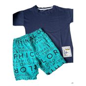 Conjunto Curto Tigor T Tigre Camiseta e Bermuda Azul Marinho