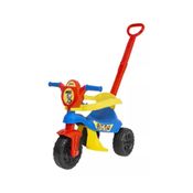 Carrinho de Passeio Pedal Haste Infantil Triciclo Dog Azul