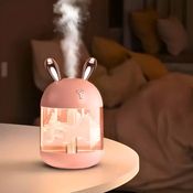 Umidificador Carrossel Rosa 300ml Abajur com Led 2w