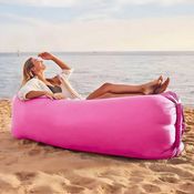 Sofá Rosa Inflável de Ar Poltrona Inflável Puff Portátil