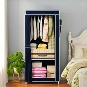 Guarda Roupa Azul Closet Solteiro Organizador com Capa