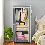 Guarda Roupa Cinza Closet Solteiro Organizador com Capa