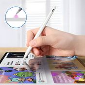 Caneta Digital Branca Recarregável Touchscreen Ponta Fina