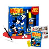 Kit de Mágicas Mickey com Livro e Acessórios - Truques Infantis com Varinha, Cartas e Bolinhas - Brinquedo Educativo Disney