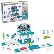 Pista Estacionamento Infantil com 40 Peças - Rampas, Placas e 2 Carrinhos - Brinquedo Interativo e Educativo - A Partir de 3 Anos