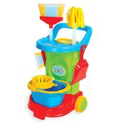 Carrinho de Limpeza Infantil Cleaning Trolley Azul ou Roxo - Com 6 Acessórios - Brinquedo Educativo de Faz de Conta a Partir de 3 Anos