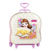 Mochila Escolar Bela Princesa Disney 3d Com Rodinhas Maxtoy 3855