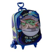 Mochila Roda Tripla Star Wars Grogu Azul 3d Maxtoy 3861