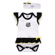 Body Vestido Bebê Santos com Tiara Oficial