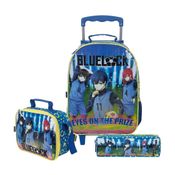 Combo Infantil Menino - Mala G + Lancheira + Estojo G  - Blue Lock