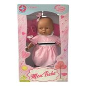BONECA MEU BEBE NEGRO VESTIDO ROSA - ESTRELA