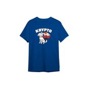 Camiseta Dry Fit Azul Manga Curta Superman Krypto Escudo