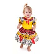 Vestido Festa Junina Bebe Menina Luxo Xadrez com Girassol
