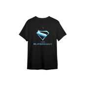 Camiseta Dry Fit Preta Manga Curta Superman Metal