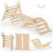Conjunto BlueWood Pikler Triangle: Brinquedo de Escalada de Madeira para Crianças, Montessori 7 em 1, Design Exclusivo e Sustentável