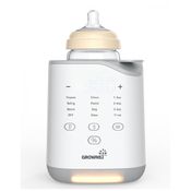 Aquecedor de Mamadeira GROWNSY 2025: Aquecimento Rápido em 35 Minutos, Controle Inteligente de Temperatura, Luz Noturna - Cinza