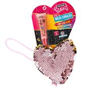 Mini Bolsa Coração Paete Brilho Com Gloss Torta de Morango Vegano