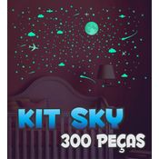 300pçs - Adesivos que brilham no escuro - Verde Neon - Estrelas, Cometas, Planetas, Aviões, Lua...