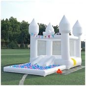 Castelo Inflável Branco com Escorregador Inflável e Piscina - Decoração de Casamento para Crianças e Adultos em Festas de Aniversário,SnuggleBounce