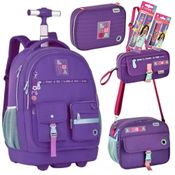 Kit Mochila Rodinhas em Nylon OFICIAL LULUCA LU24599RX Roxo