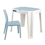 Conjunto Infantil Mesa Cadeira Tramontina Beni Azul Quadro Atividades Tramontina