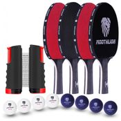 MOOTHLION Kit de Ping Pong com Mesa Portátil, 4 Raquetes, 8 Bolas e Estojo Compacto, Preto