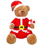 Decoração Natal Luxo Inflável Grande Ursinho Sentado c/ Pelo -