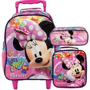 Kit Mochila de Rodinha+Lancheira+Estojo Duplo Minnie RXeryus